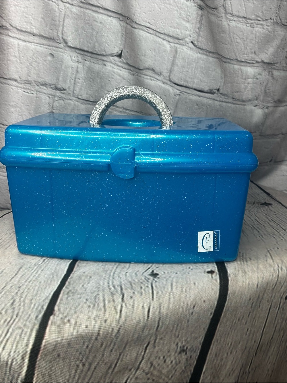 Vtg 90s y2k Caboodles Liquid Metallics 5620 Blue GLITTER Makeup Case Organizer